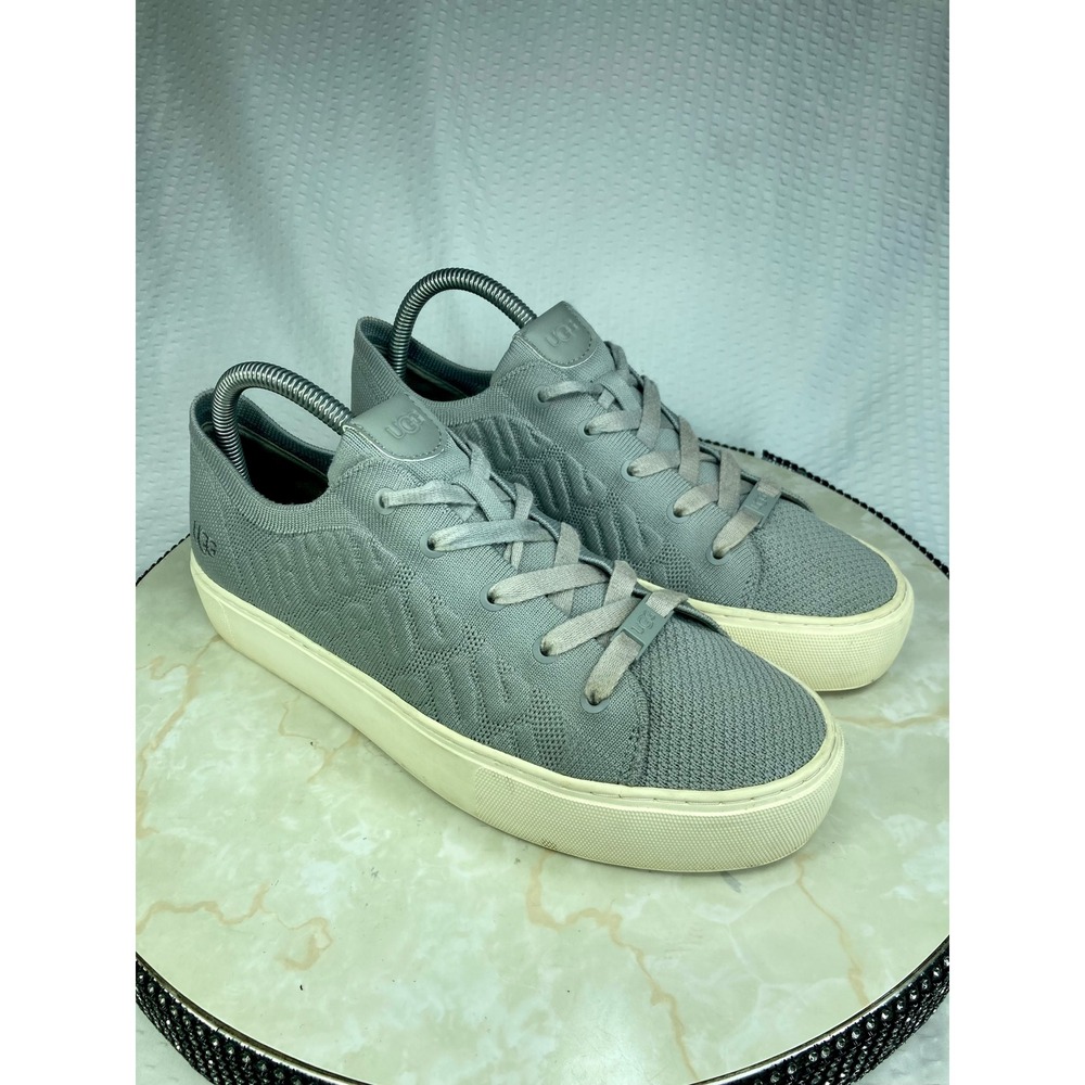 UGG Jass HyperWeave Knit Platform Sneakers Womens 8.5 Grey Low Top 1125095